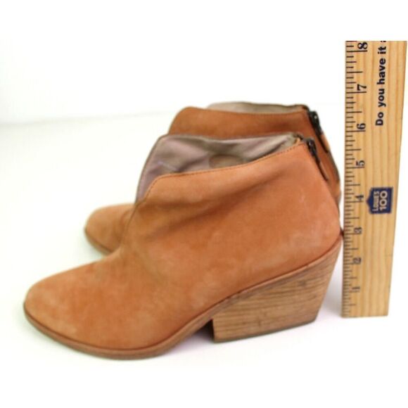 Eileen Fisher TAN BROWN REAL LEATHER SUEDE ZIP BACKSIDE MED HEEL ANKLE BOOTS 8 - Picture 6 of 9